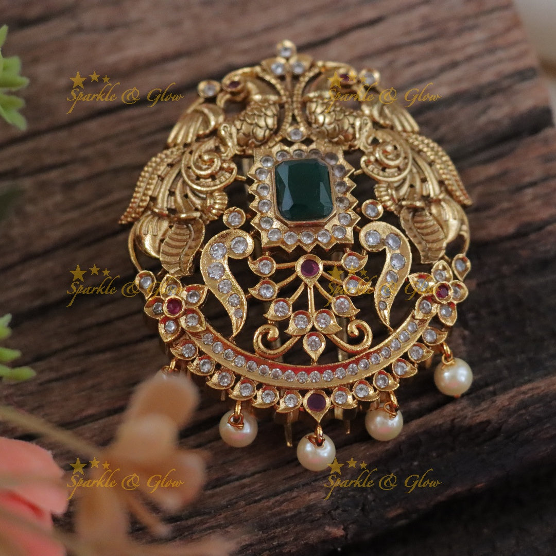 Exquisite Gold Peacock Floral Jadabilla Hair Jewel