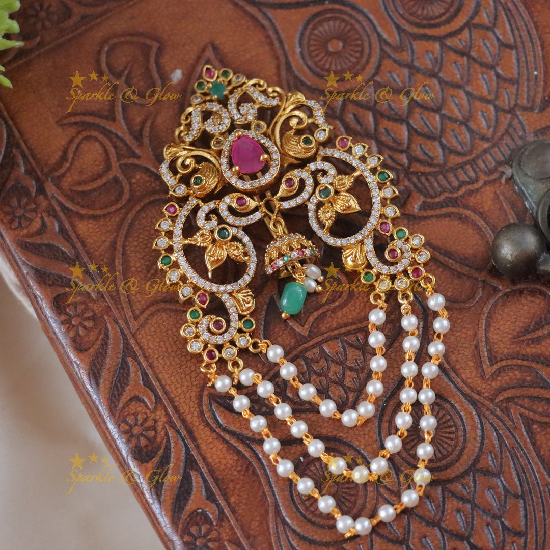 Stunning Festive Peacock Jhumka Hairpin - Gold Elegance