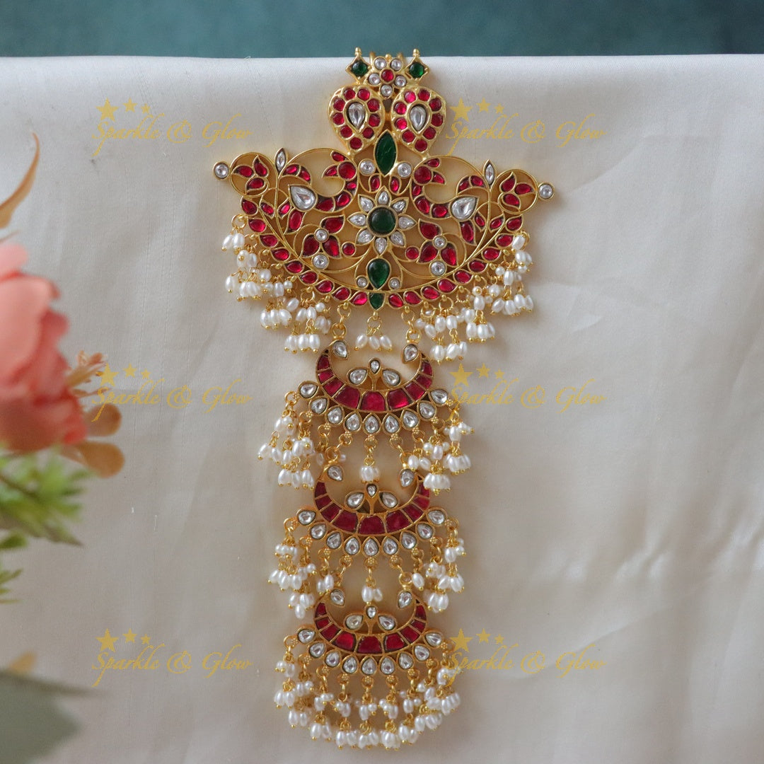 Exquisite Jadau Pearl Hair Ornament for Celebrations