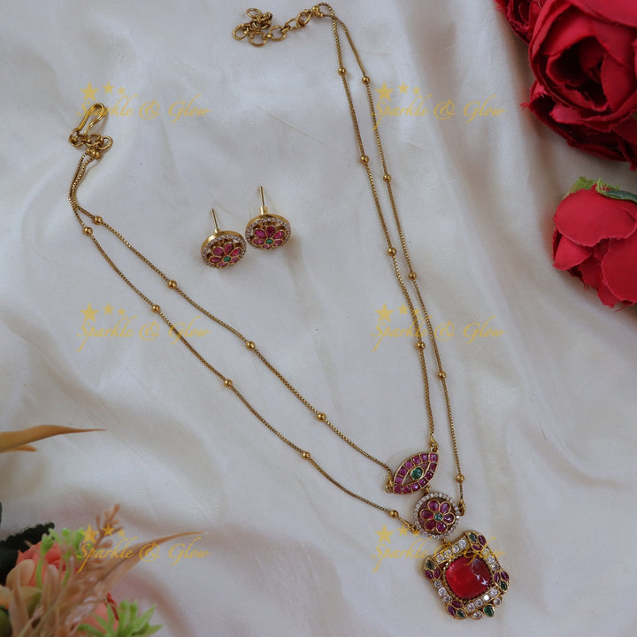 Exquisite Gold Floral Wedding Necklace Set with Earrings