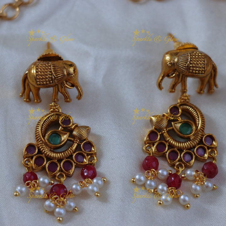 Ethereal Elephant Kemp Necklace for Festive Celebrations