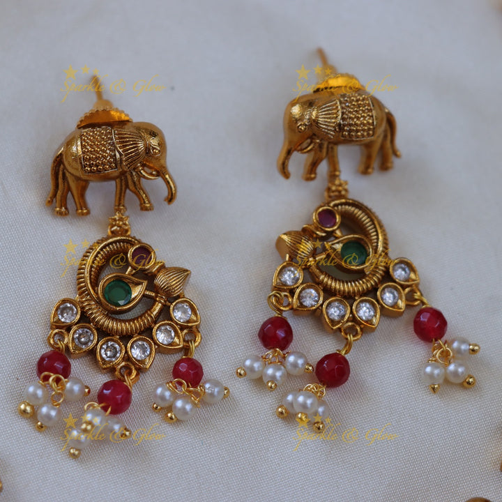 Ethereal Elephant Kemp Necklace for Festive Celebrations