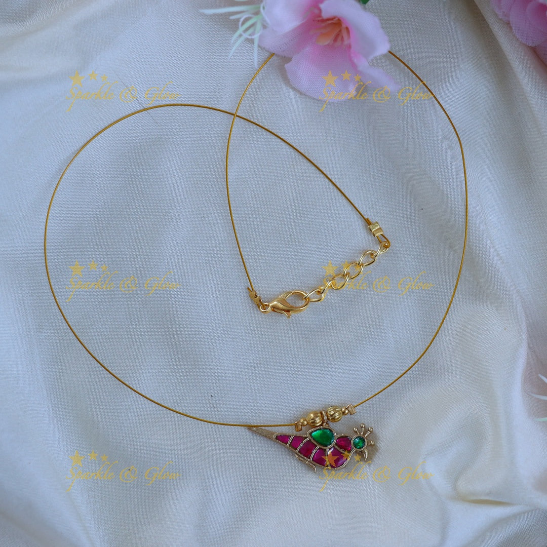 Enamel Parrot Pendant Invisible Necklace - Unique Design