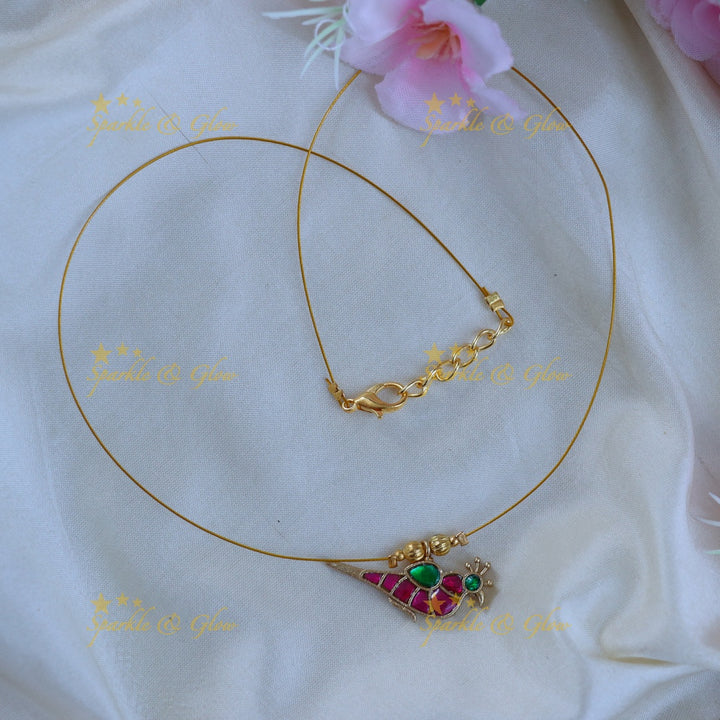 Enamel Parrot Pendant Invisible Necklace - Unique Design