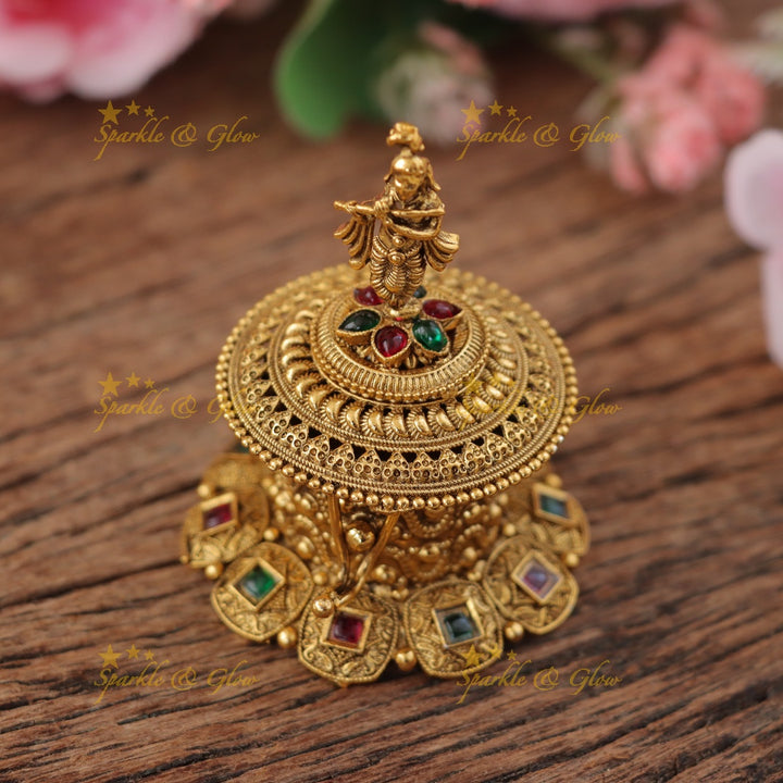 Exquisite Idol Krishna Kumkum Box - Perfect for Festive Occasions