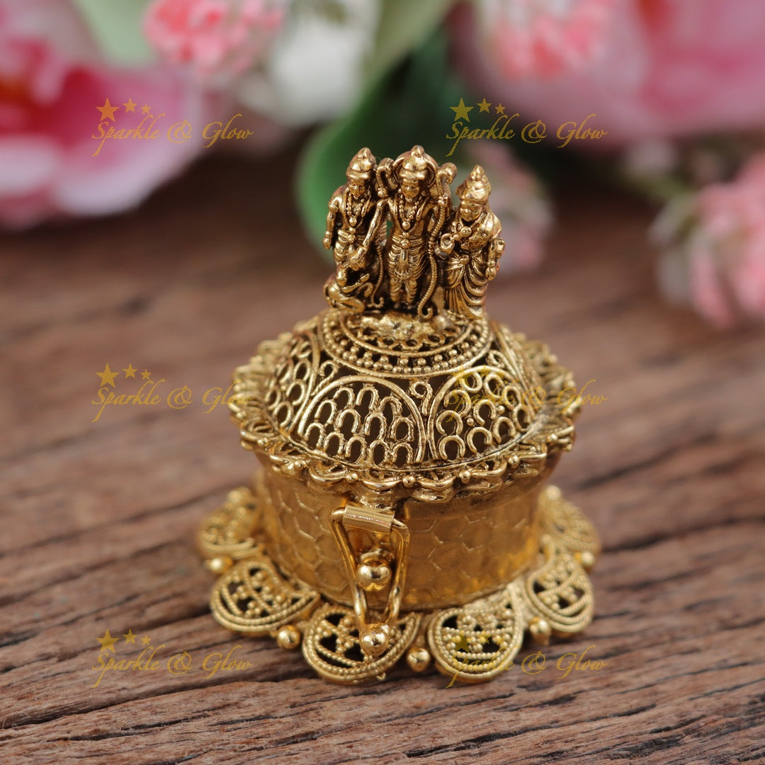 Exquisite Gold Rama Parivar Kumkum Box for Festive Joy