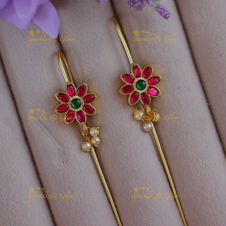 Elegant Gold Jadau Floral Ear Cuff | Festive Collection