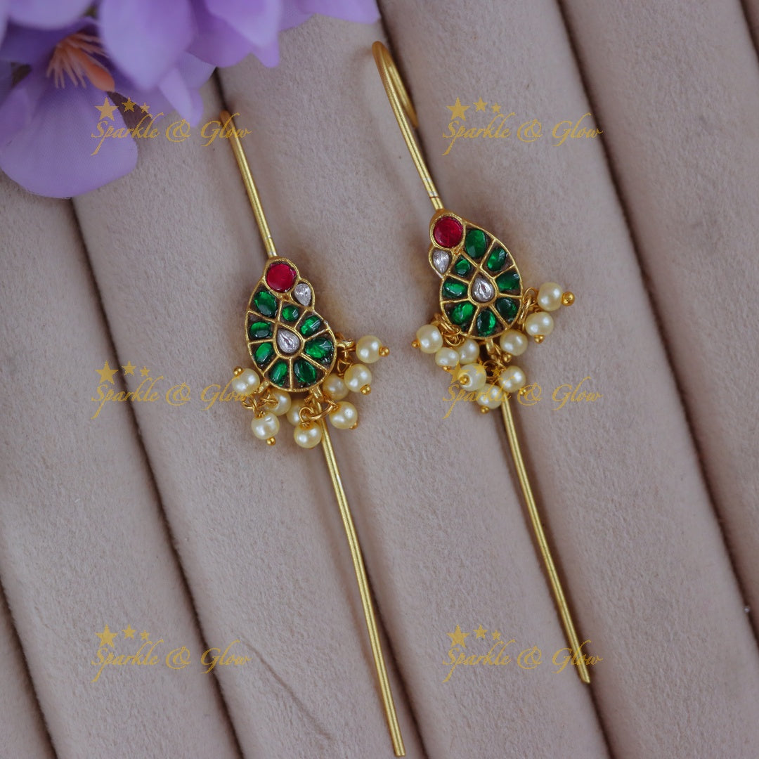 Exquisite Mango Jadau Ear Cuffs for Festivities