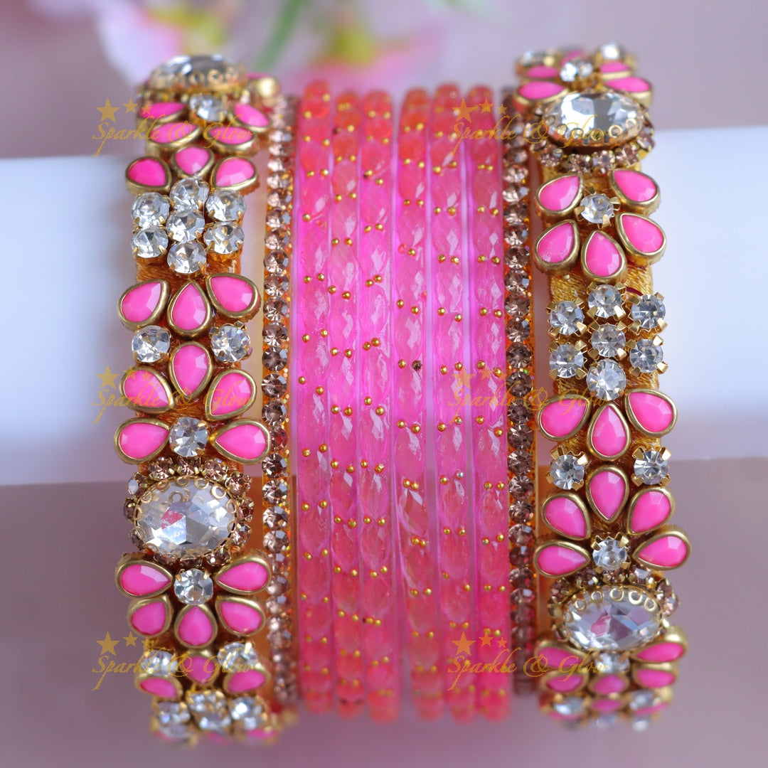 Stunning Pink Kundan Bangles for Traditional Elegance