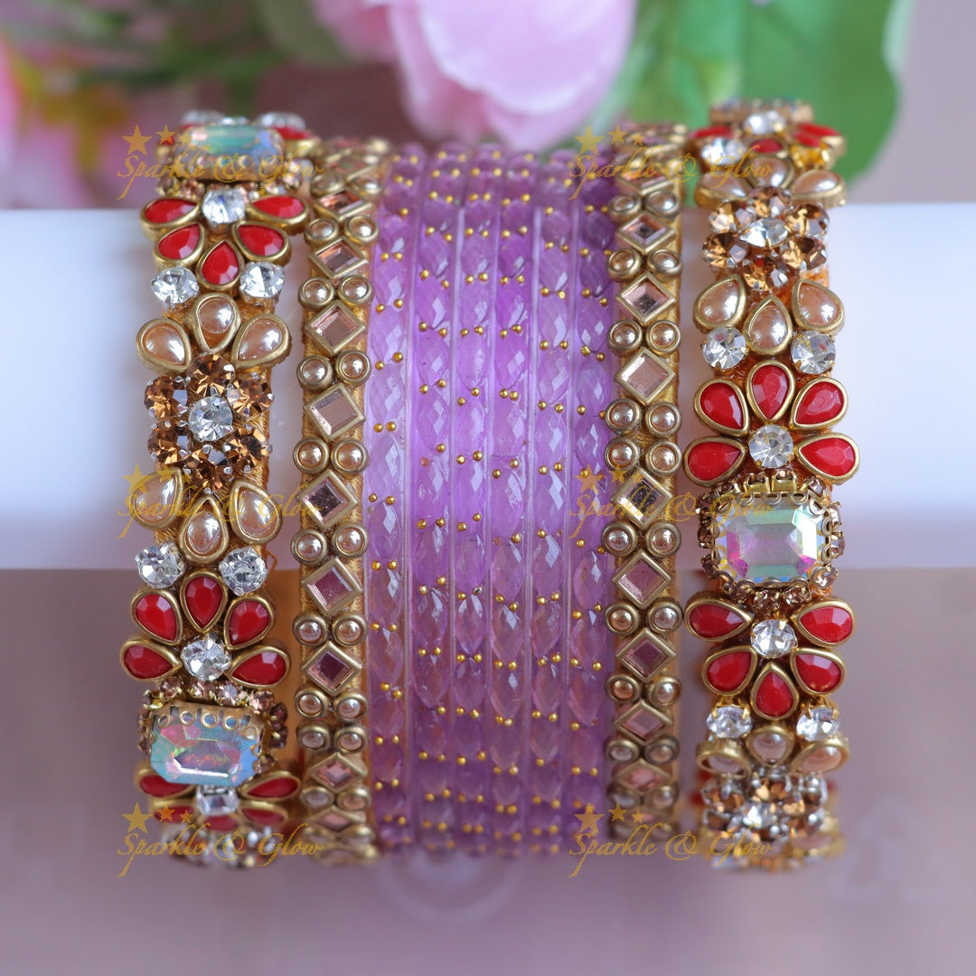 Exquisite Kundan Bridal Bangles with Silk Thread Finish - One Hand