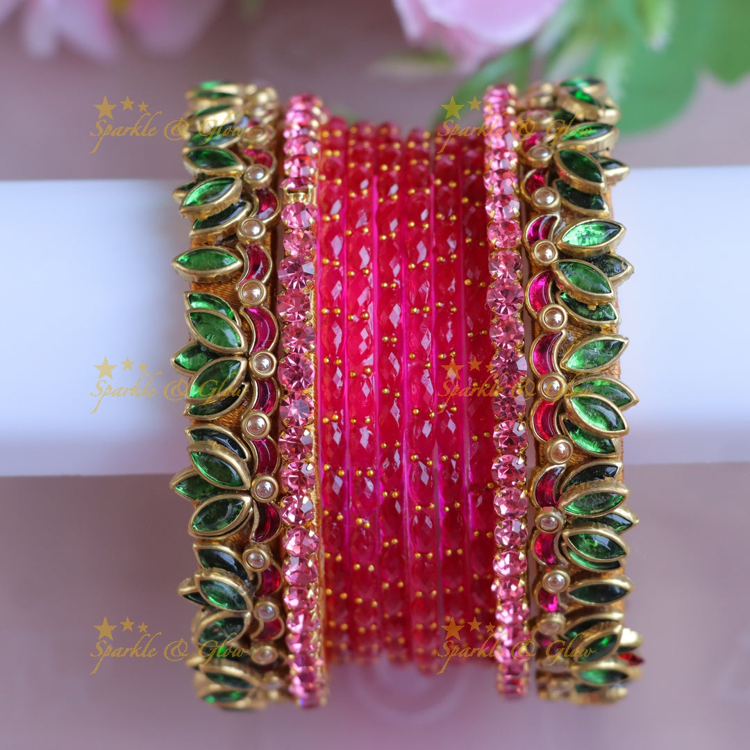 Elegant Floral Kundan Bangles for Festive Glamour