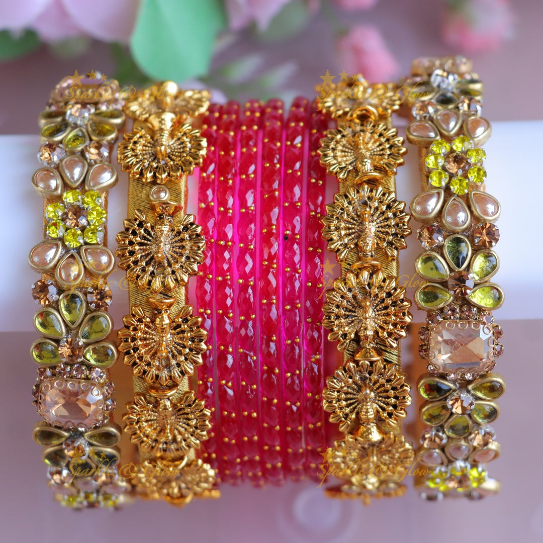 Elegant Bridal Silk Thread Bangles Set for Weddings - One Hand