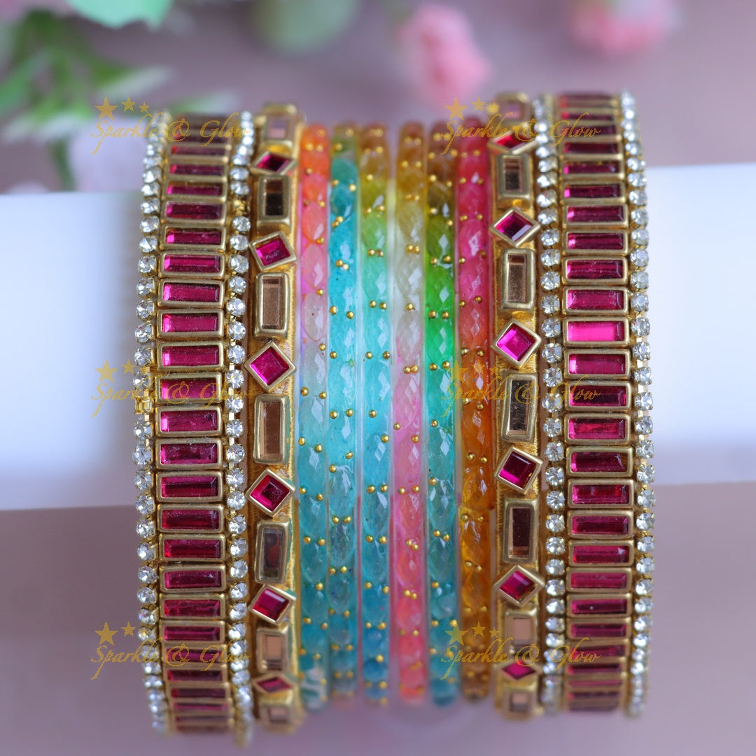 Vibrant Silk Thread Kundan Bangles for Festive Elegance - One Hand