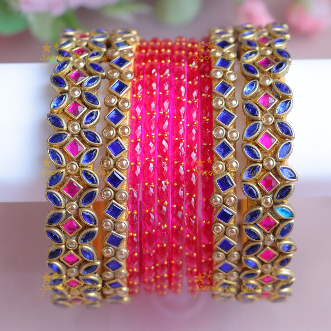 Exquisite Silk Thread Kundan Bangles | Perfect Wedding Set - One Hand