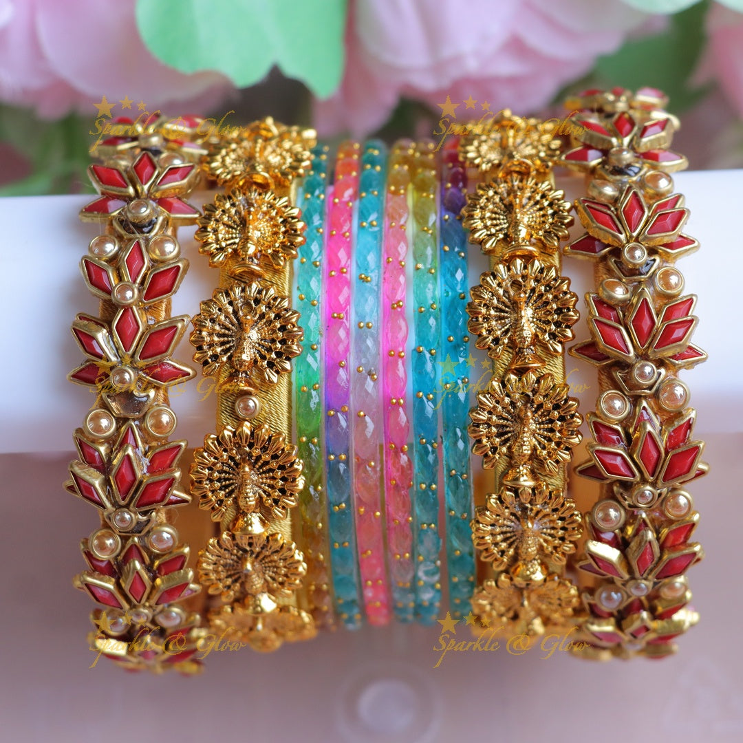 Exquisite Kundan Silk Thread Bangles - Multicolor Elegance - One Hand