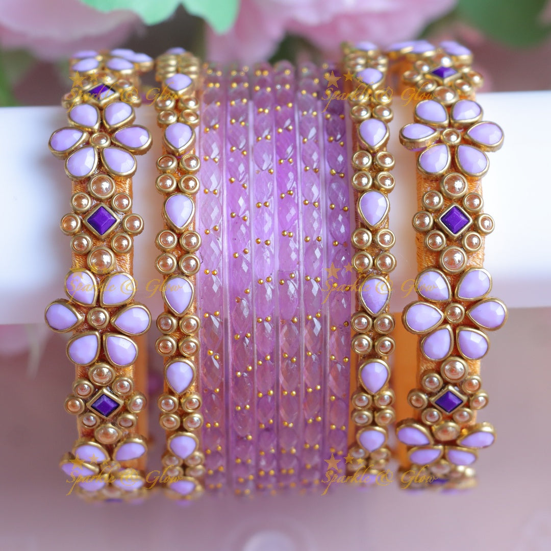 Stunning Lavender Bangle Set for Festive Weddings - One Hand