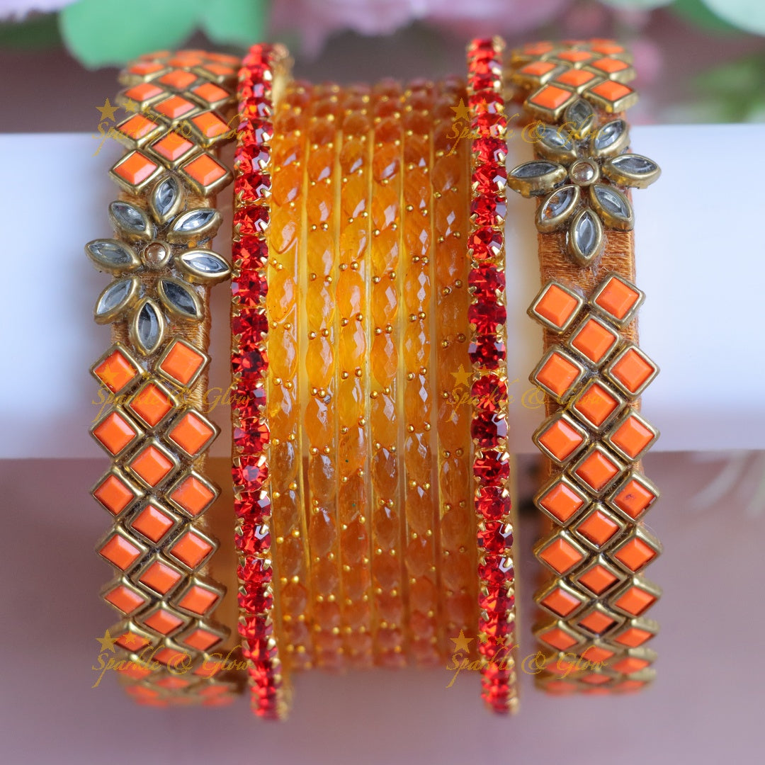 Exquisite Yellow Kundan Bangles for Bridal Brilliance - One Hand