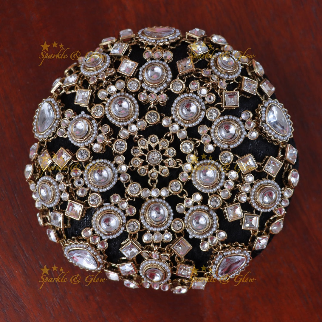 Exquisite Floral Stone Hair Bun for Festive Elegance