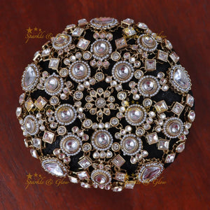 Exquisite Floral Stone Hair Bun for Festive Elegance