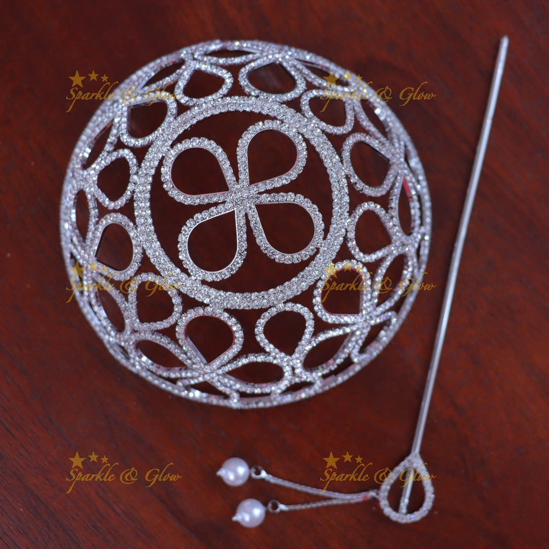 Exquisite Stone Pearl Bun - Perfect Festive Glamour