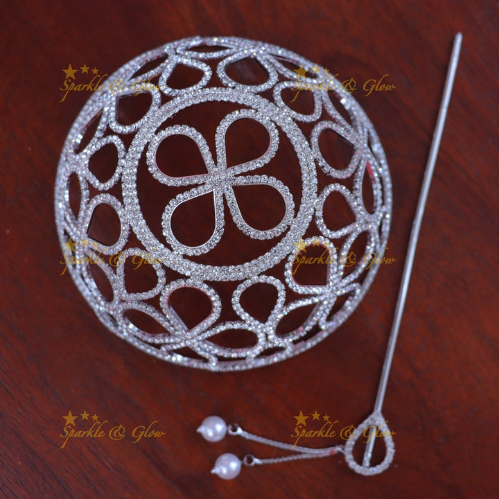 Exquisite Stone Pearl Bun - Perfect Festive Glamour