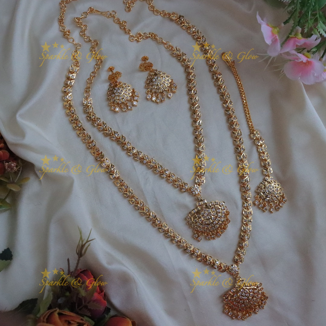 Exquisite Gold Bridal Necklace Set - Sparkle on Your Day