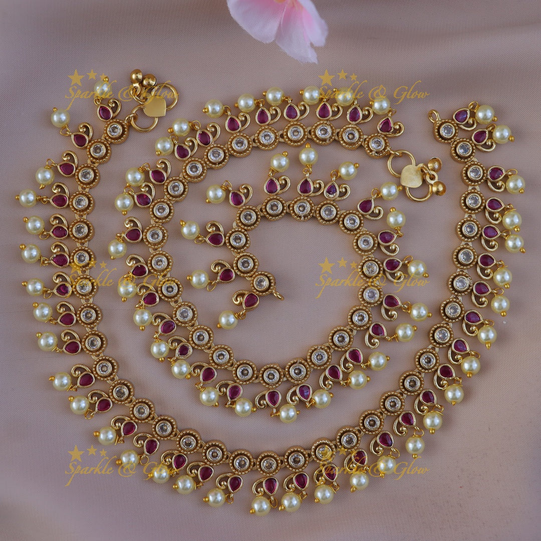 Exquisite Pearl Gold Alike Anklet for Festive Glamour
