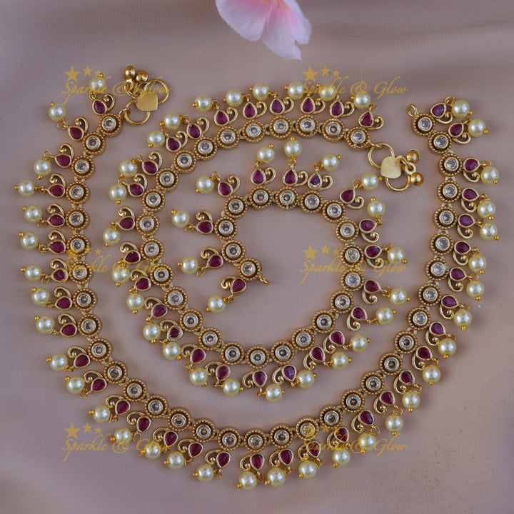 Exquisite Pearl Gold Alike Anklet for Festive Glamour
