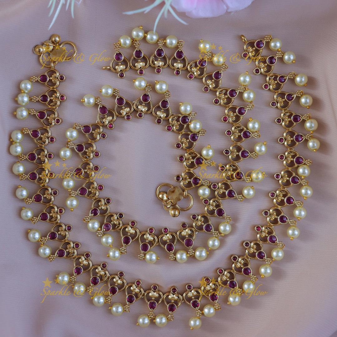 Exquisite Floral Heart Gold Anklet - Festive Elegance