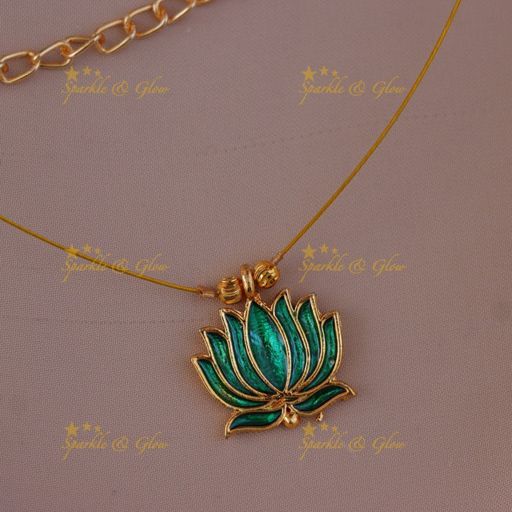 Elegant Gold Lotus Jewelry Set for Festivals & Weddings