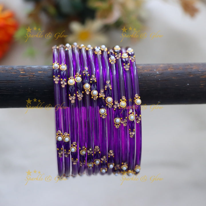 Vibrant Orange Festive Glass Bangles - Sparkle & Glow