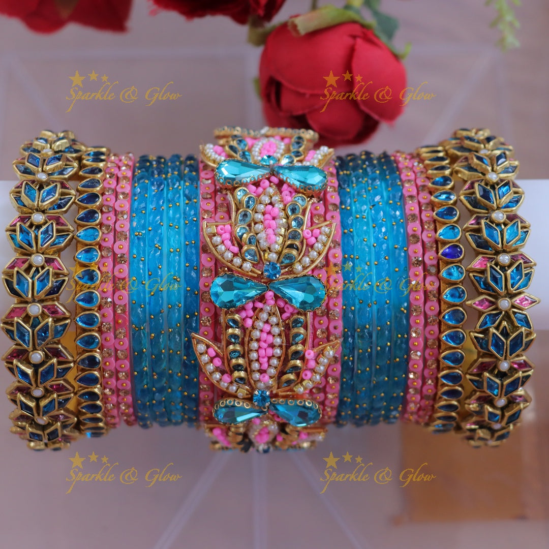 Glamorous Floral Kundan Bangles for Festive Occasions - One Hand