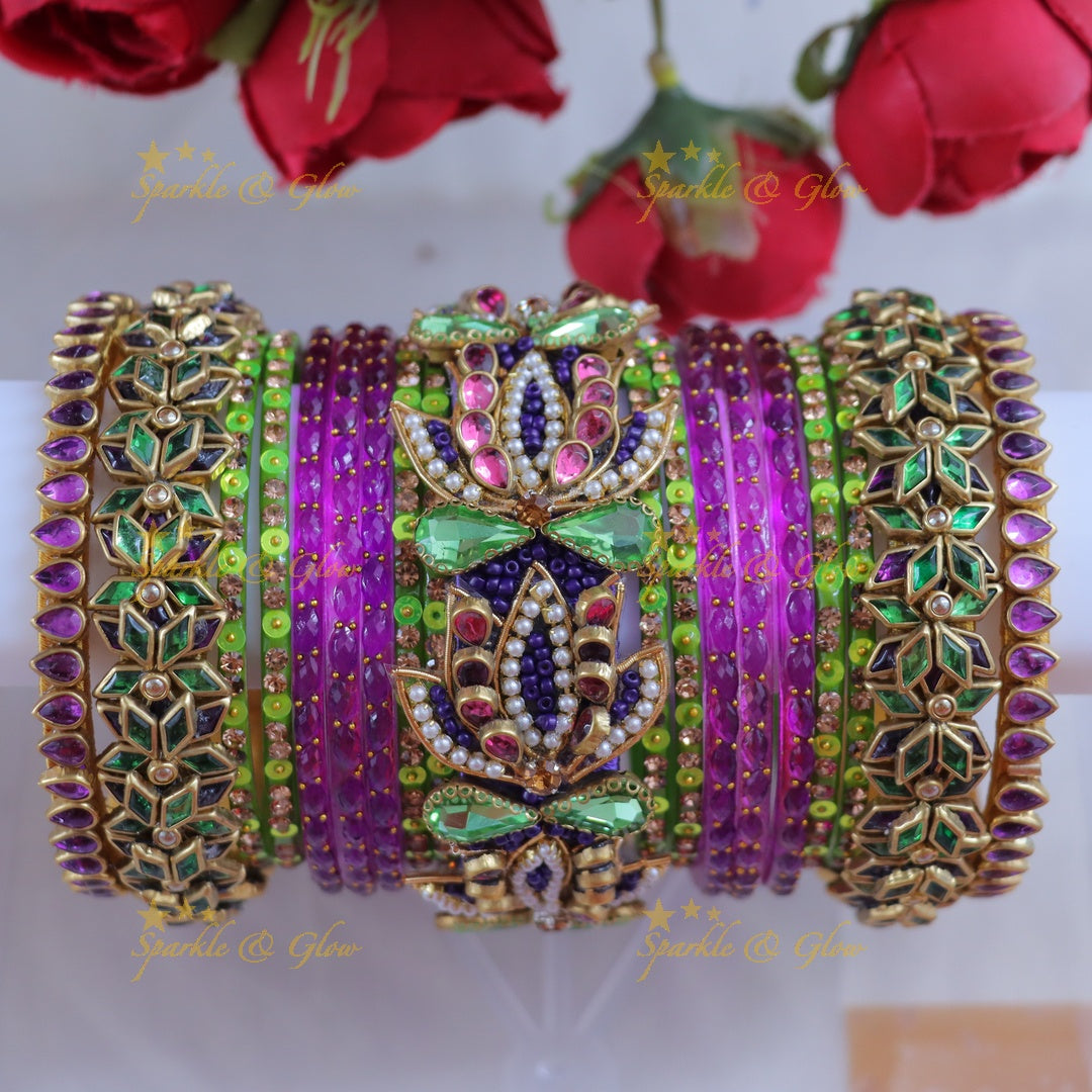 Exquisite Floral Silk Thread Bangles - Festive Elegance - One Hand