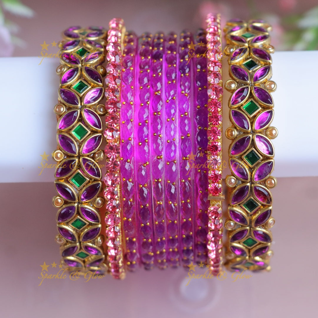 Exquisite Purple Floral Bangles - Perfect for Occasions - One Hand