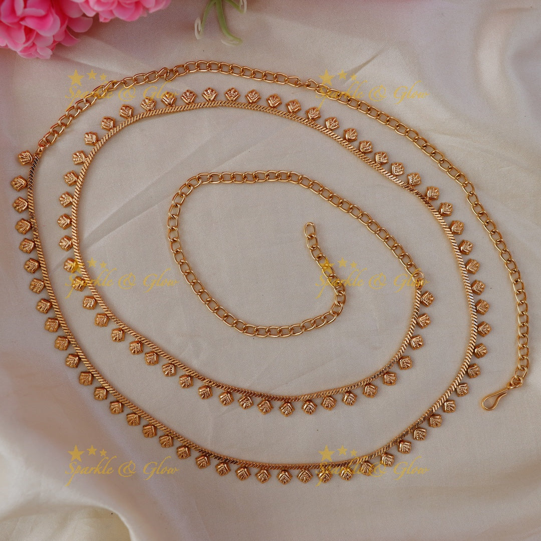 Elegant Gold Floral Bead Hip Chain for Festive Wear