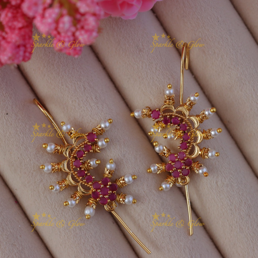 Exquisite Floral Pearl Ear Cuffs - Festive Jewelry