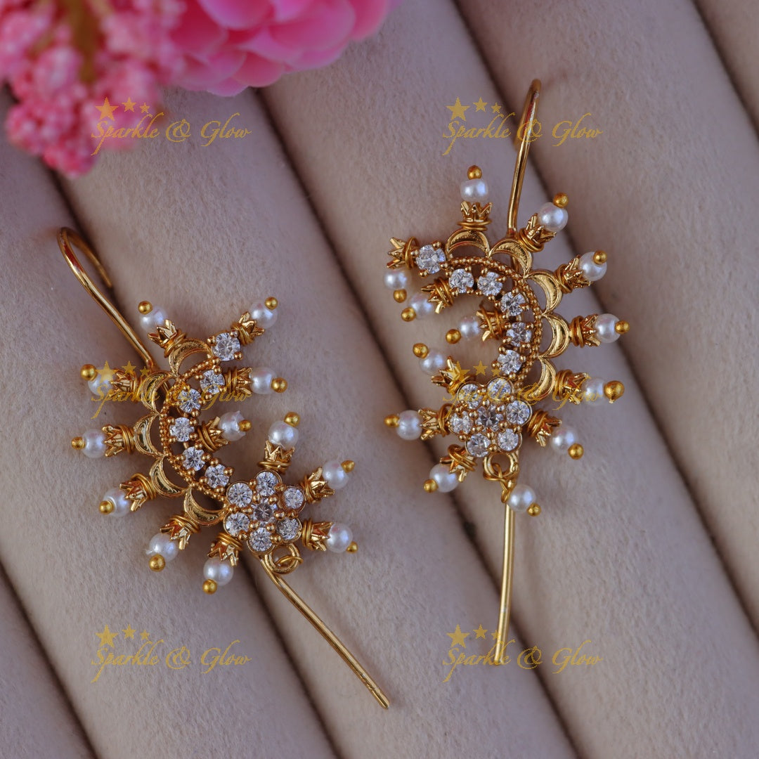 Exquisite Floral Pearl Ear Cuffs - Festive Jewelry