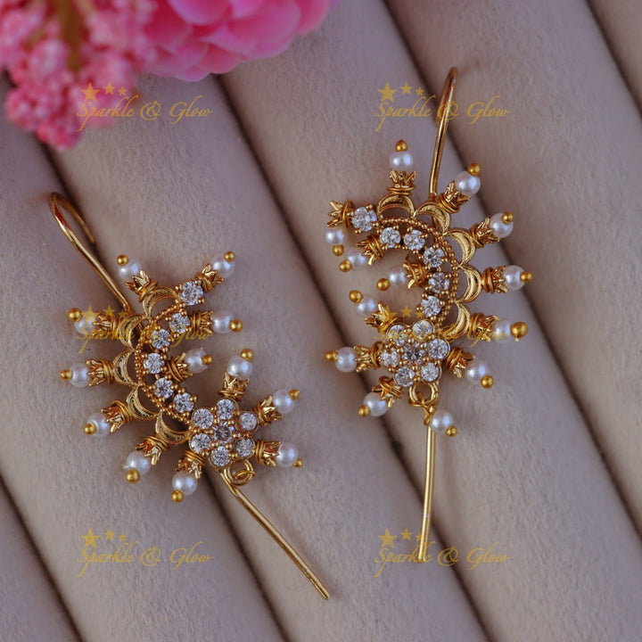 Exquisite Floral Pearl Ear Cuffs - Festive Jewelry