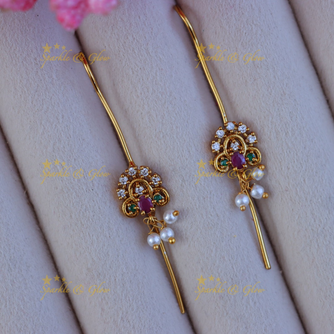 Exquisite Multi-Color Gold Ear Cuff Earrings