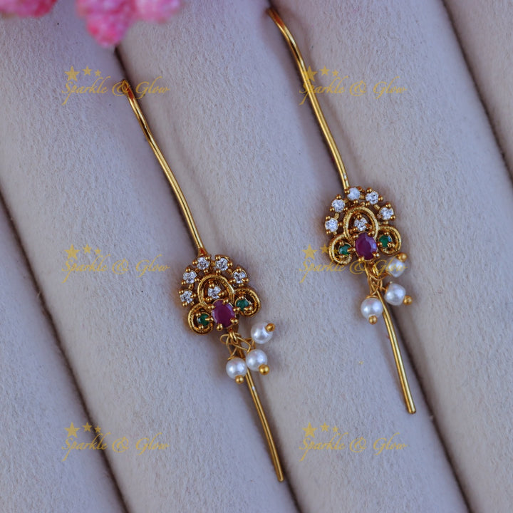 Exquisite Multi-Color Gold Ear Cuff Earrings
