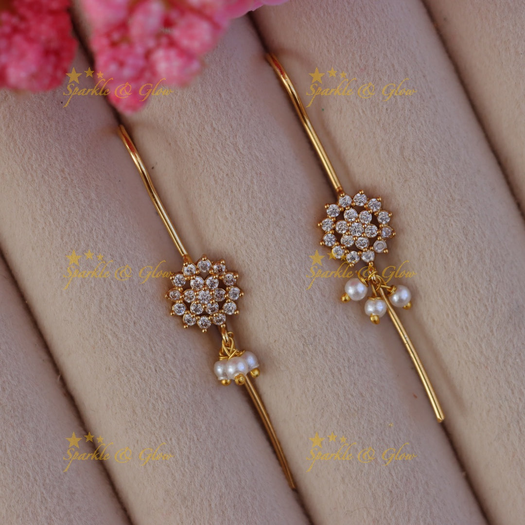 Elegant Floral Pearl Ear Cuff Jewellery for Weddings