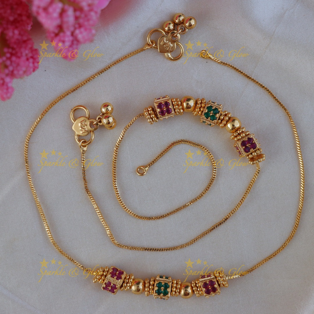 Exquisite Beaded Stone Anklet for Festive Celebrations