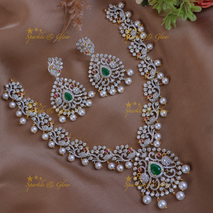 Radiant Bridal Peacock Necklace Set for Weddings