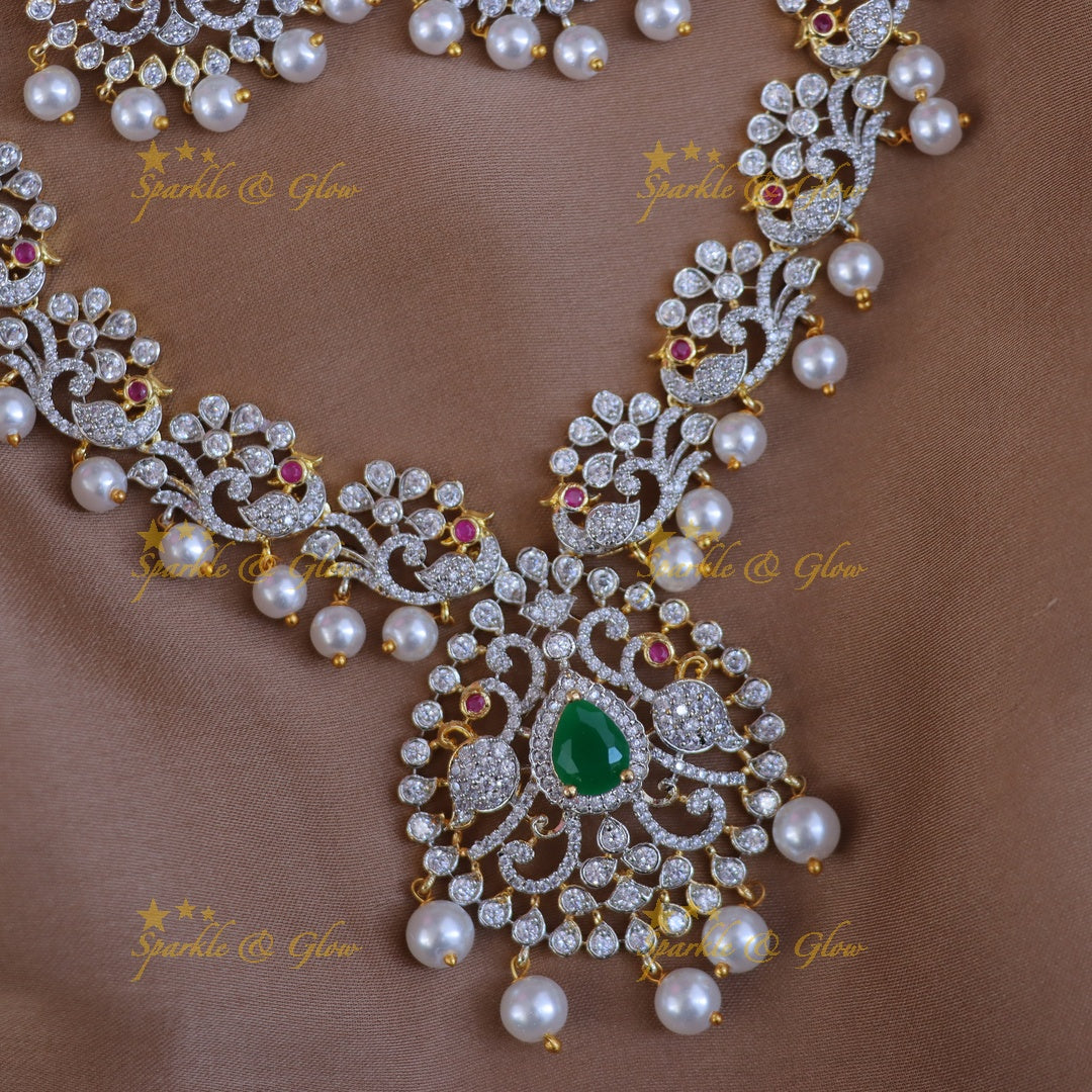 Radiant Bridal Peacock Necklace Set for Weddings