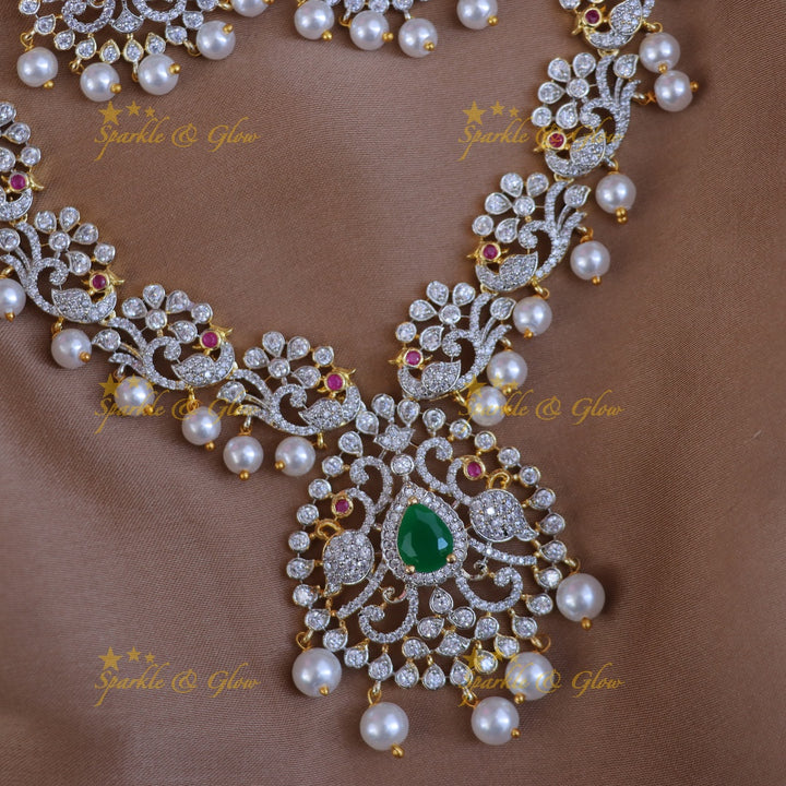 Radiant Bridal Peacock Necklace Set for Weddings