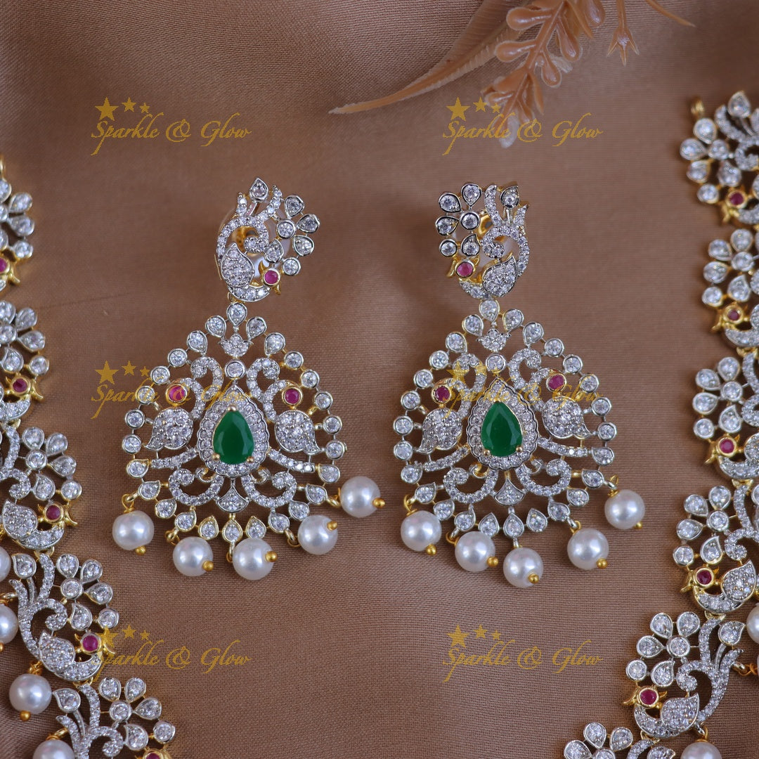 Radiant Bridal Peacock Necklace Set for Weddings