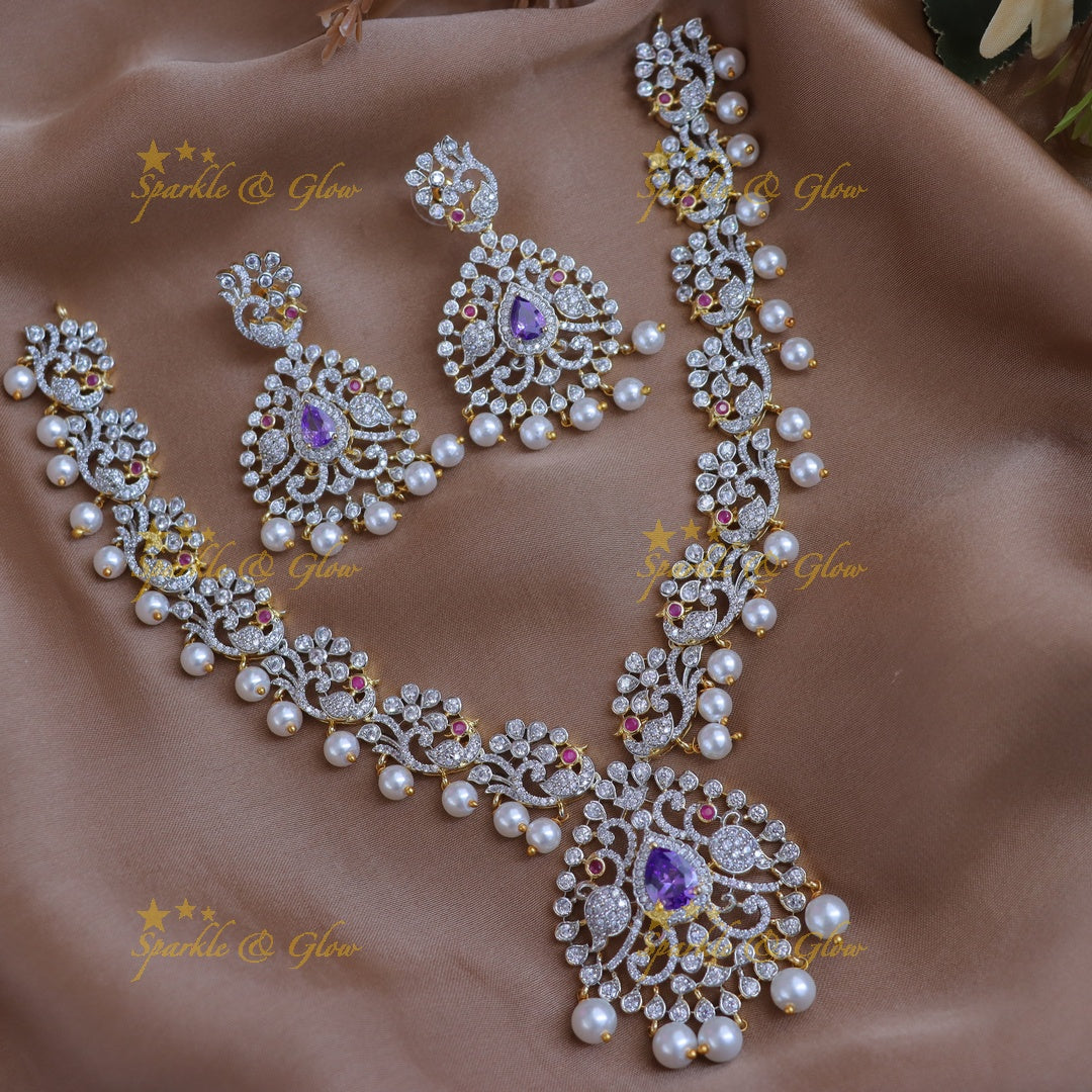 Radiant Bridal Peacock Necklace Set for Weddings