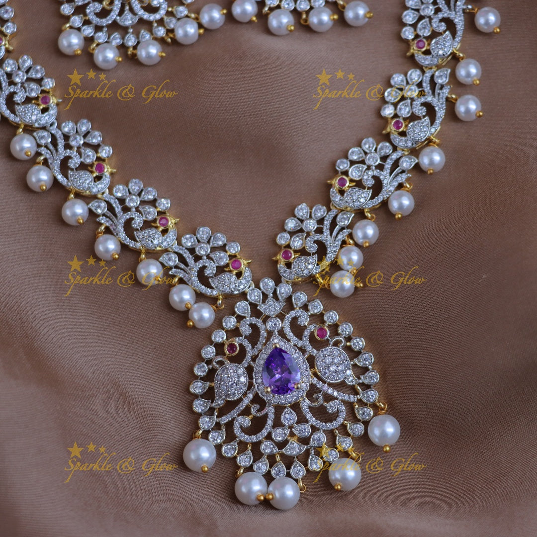 Radiant Bridal Peacock Necklace Set for Weddings