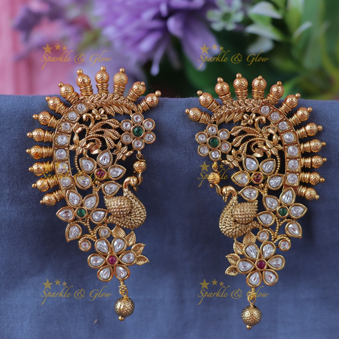 Stunning Gold Peacock Earrings | Festive Elegance