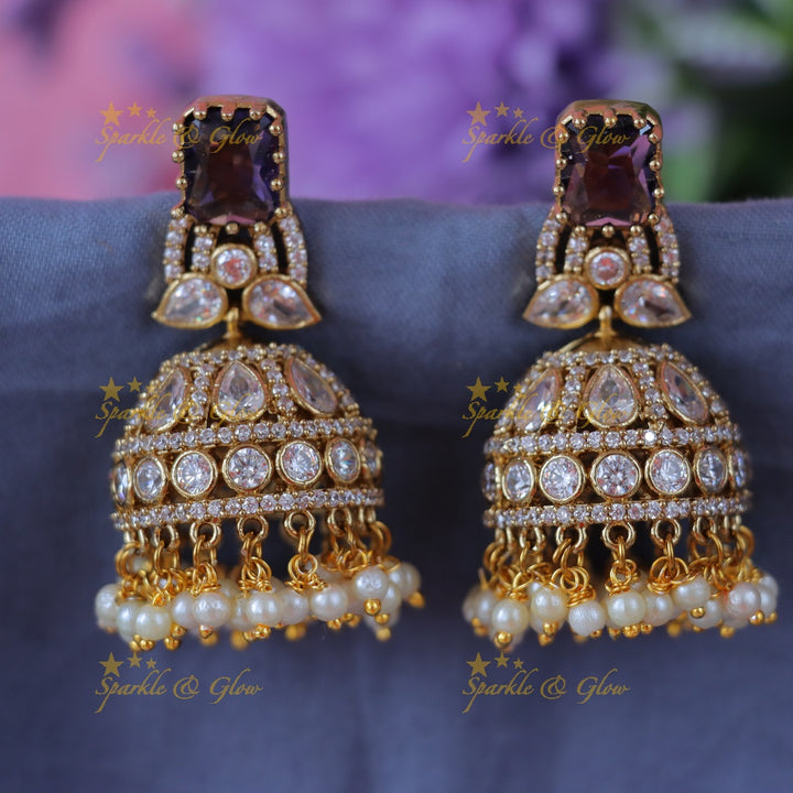 Exquisite Stone Pearl Jhumka Earrings for Weddings